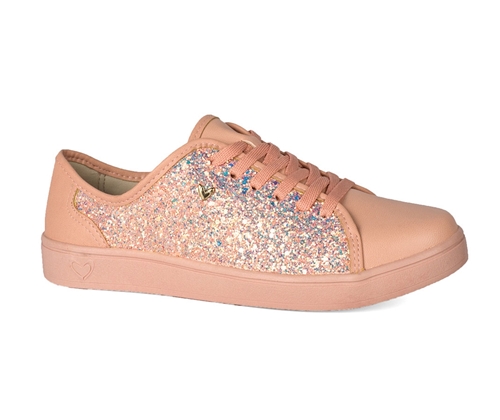 Tenis rosa sales com glitter