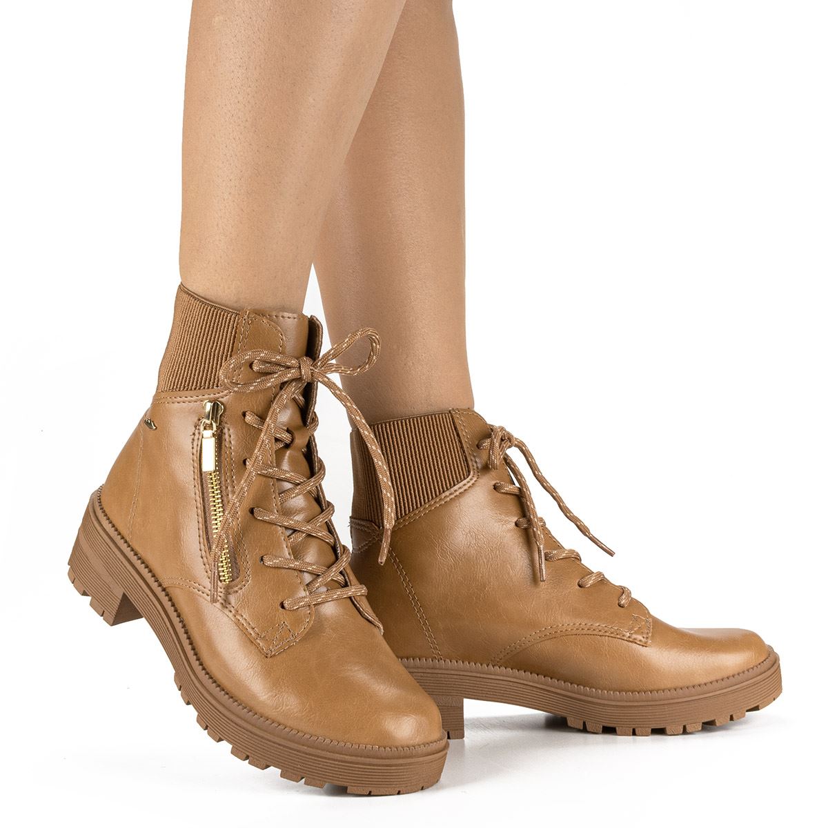 Bota coturno hot sale tratorada caramelo